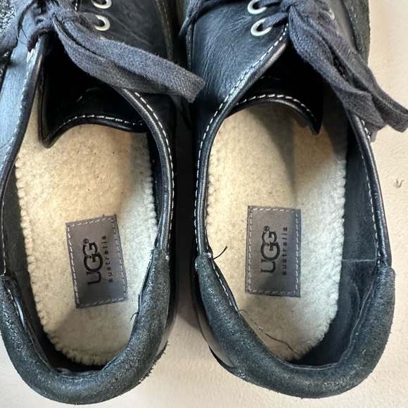 UGG Australia Black Leather & Suede Lace-Up Sneakers Wool Lined Men’s Size 11 main image 7